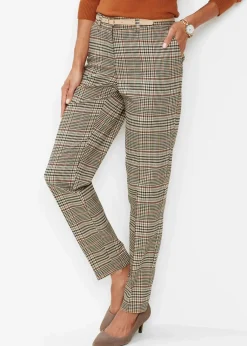 bonprix Bekleidung·Kleider|Hosen^Stretch-Hose hellbraun kariert