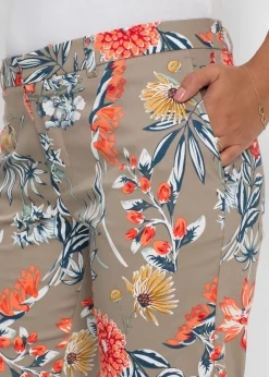 bonprix Bekleidung·Kleider|Hosen^7/8-Stretch-Hose taupe geblümt