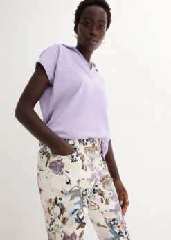 bonprix Bekleidung·Kleider|Hosen^Stretch-Hose mit Blumen-Print natur geblümt