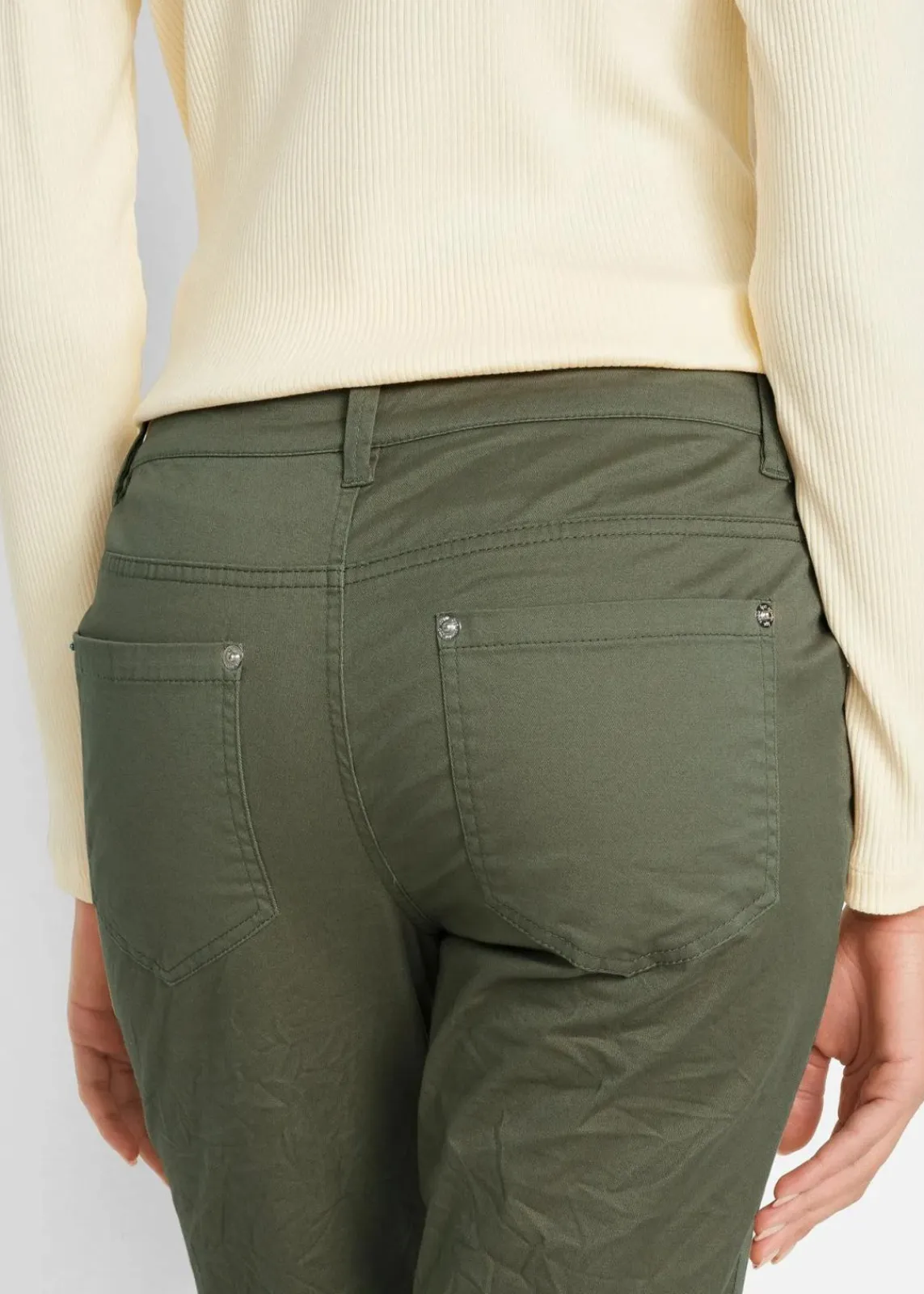 bonprix Hosen|Kurzgrößen^Stretch-Hose mit Crash-Effekt oliv