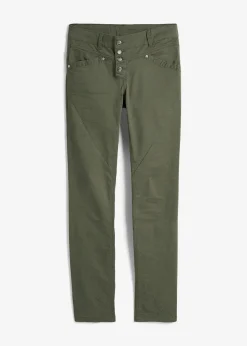 bonprix Kurzgrößen|Bekleidung·Kleider^Stretch-Hose mit Crash-Effekt oliv