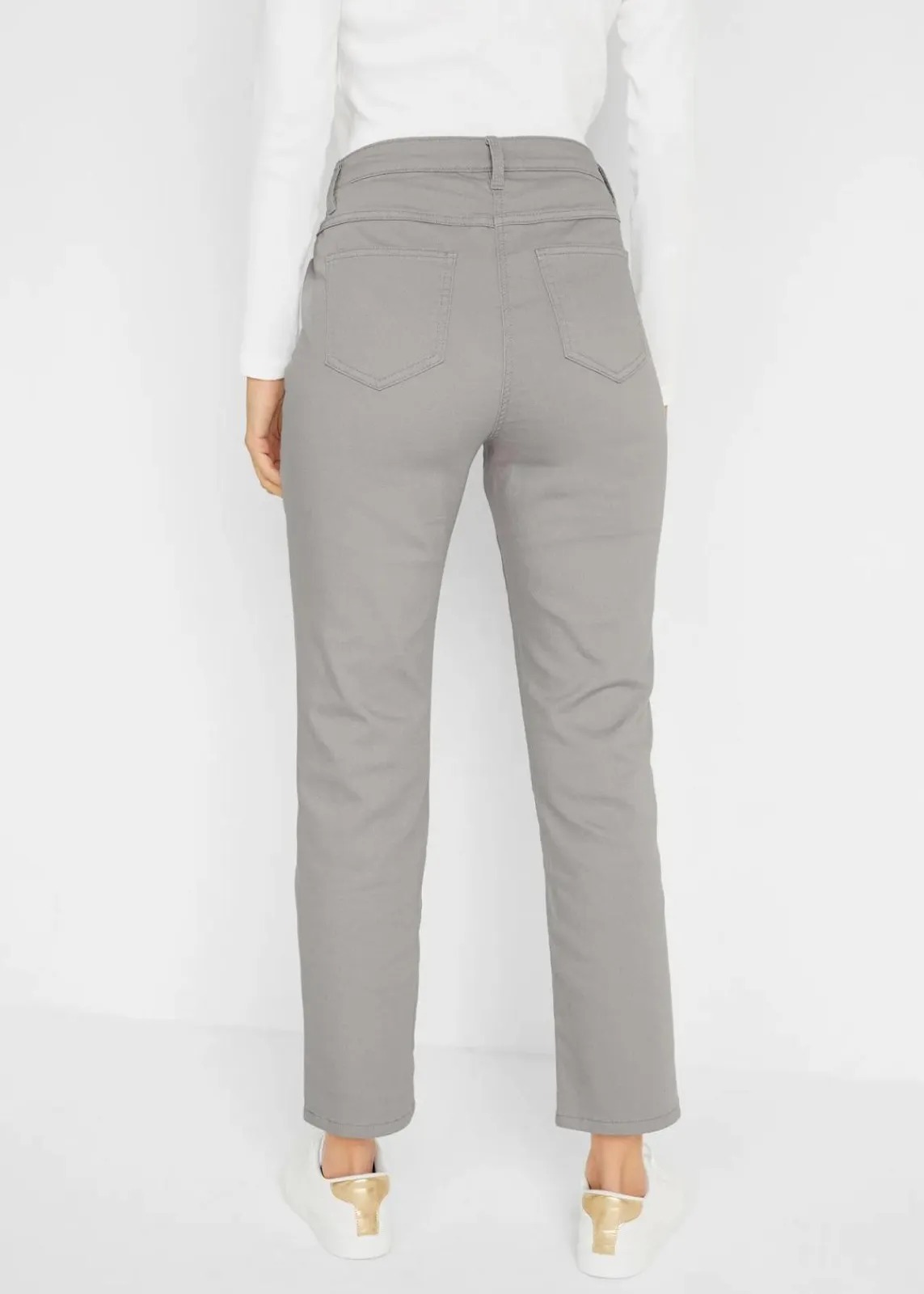 bonprix Bekleidung·Kleider|Hosen^Stretchhose mit geradem Bein, Mid Waist silbergrau
