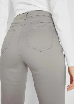 bonprix Bekleidung·Kleider|Hosen^Stretchhose mit geradem Bein, Mid Waist silbergrau