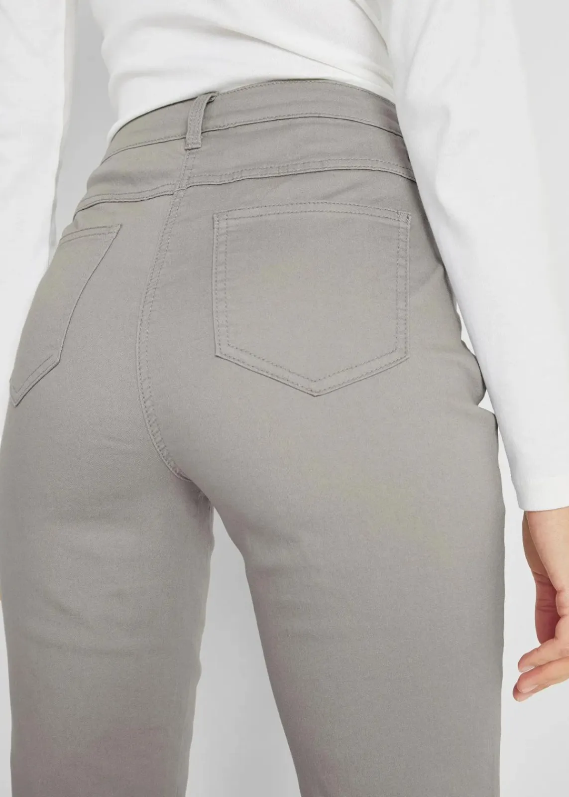 bonprix Bekleidung·Kleider|Hosen^Stretchhose mit geradem Bein, Mid Waist silbergrau