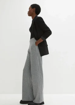 bonprix Bekleidung·Kleider|Hosen^Stretch-Hose mit Hahnentrittmuster, Wide leg schwarz / weiss kariert