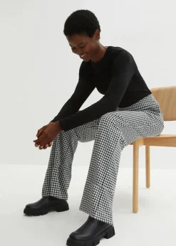 bonprix Bekleidung·Kleider|Hosen^Stretch-Hose mit Hahnentrittmuster, Wide leg schwarz / weiss kariert