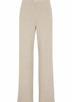bonprix Hosen|Bekleidung·Kleider^Stretch-Hose mit Hahnentrittmuster, Wide leg latte macchiato/weiß kariert