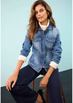 bonprix Bekleidung·Hosen|Jacken & Mäntel^Stretch-Jeansjacke, Basic blau