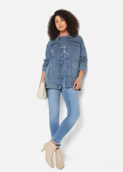 bonprix Bekleidung·Hosen|Jacken & Mäntel^Stretch-Jeansjacke, Boyfriend blau denim used