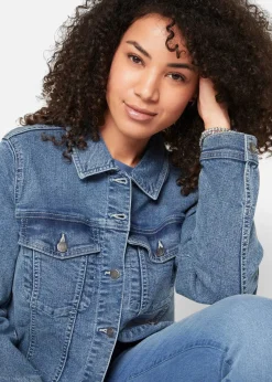 bonprix Bekleidung·Hosen|Jacken & Mäntel^Stretch-Jeansjacke, Boyfriend blau denim used