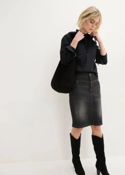 bonprix Bekleidung·Sportbekleidung|Röcke^Stretch-Jeansrock schwarz denim used