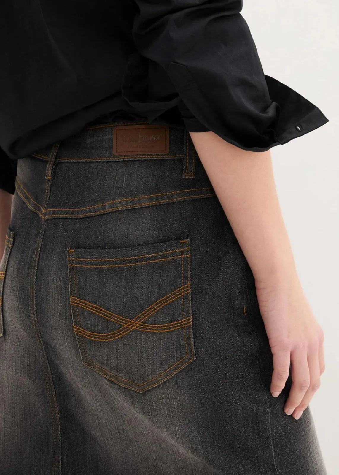 bonprix Bekleidung·Sportbekleidung|Röcke^Stretch-Jeansrock schwarz denim used
