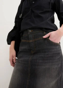 bonprix Bekleidung·Sportbekleidung|Röcke^Stretch-Jeansrock schwarz denim used