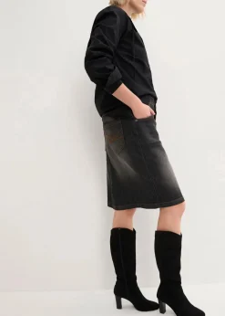bonprix Bekleidung·Sportbekleidung|Röcke^Stretch-Jeansrock schwarz denim used