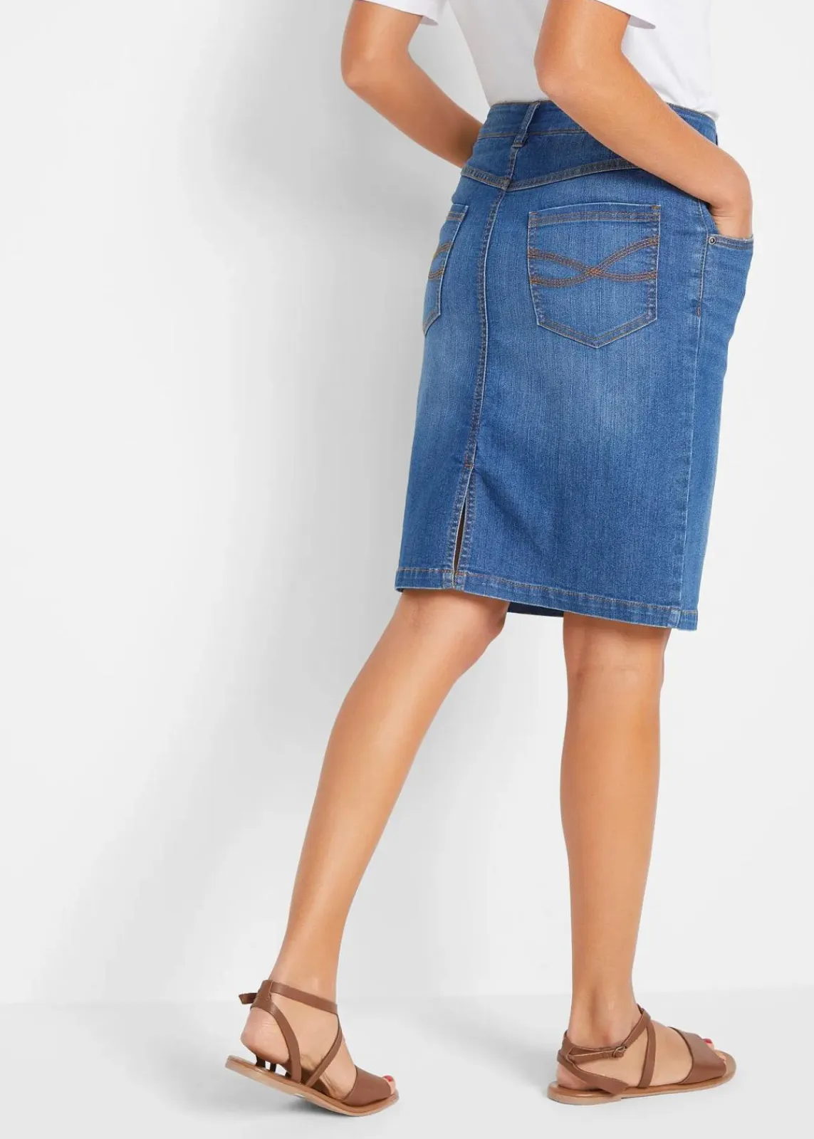 bonprix Röcke|Bekleidung·Sportbekleidung^Stretch-Jeansrock blau denim used