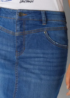 bonprix Röcke|Bekleidung·Sportbekleidung^Stretch-Jeansrock blau denim used