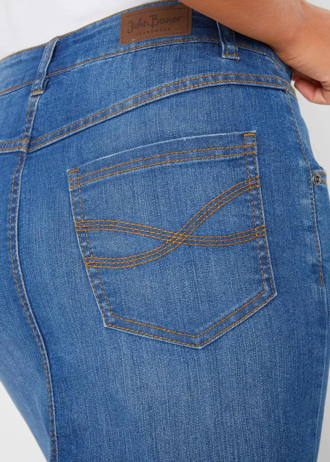 bonprix Röcke|Bekleidung·Sportbekleidung^Stretch-Jeansrock blau denim used