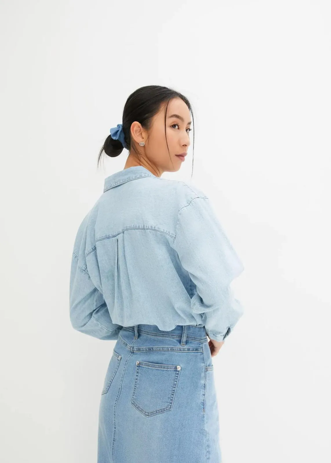bonprix Bekleidung·Sportbekleidung|Röcke^Stretch-Jeansrock, High Waist hellblau denim used