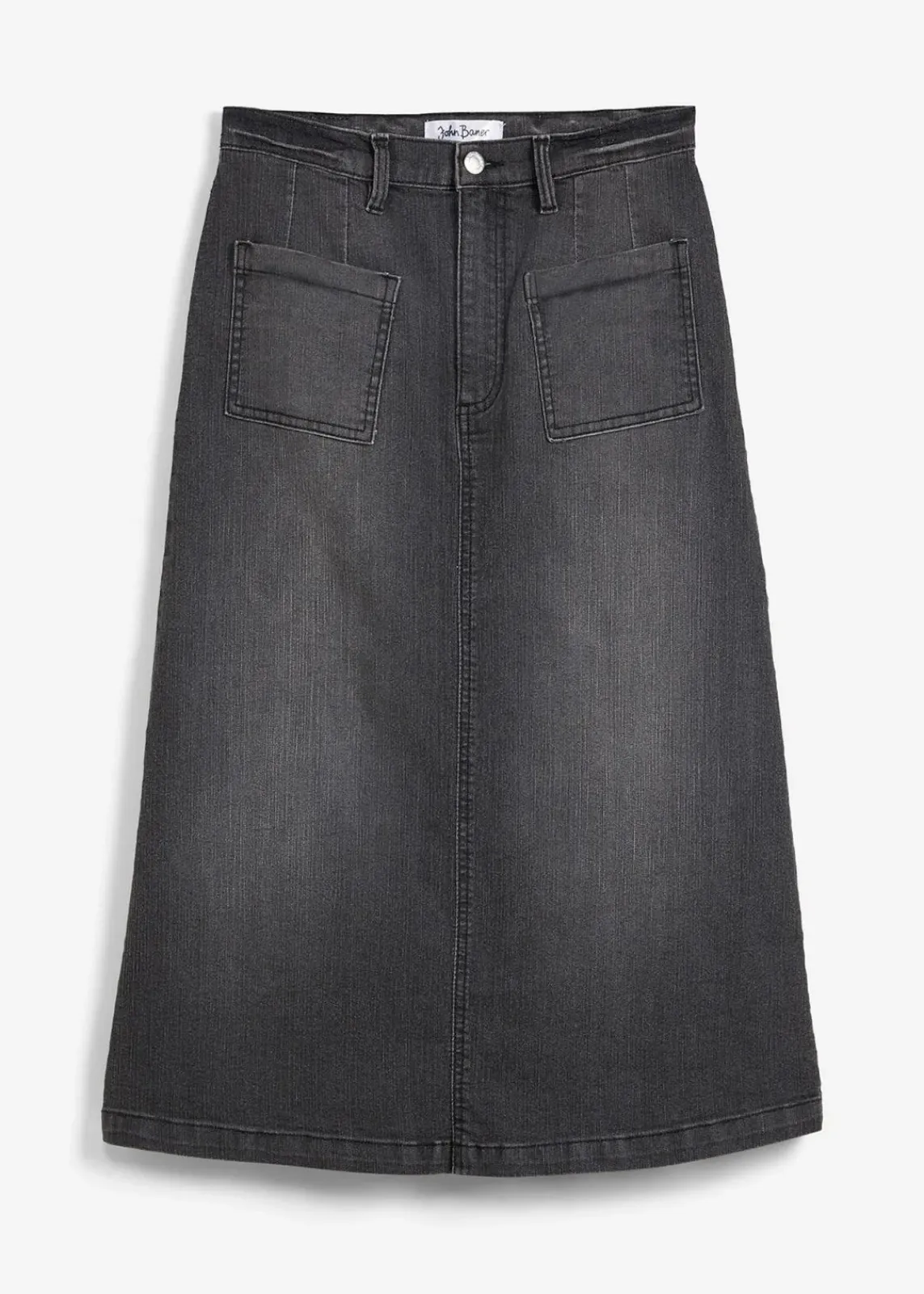 bonprix Bekleidung·Sportbekleidung|Röcke^Stretch-Jeansrock, Midi-Länge schwarz denim used
