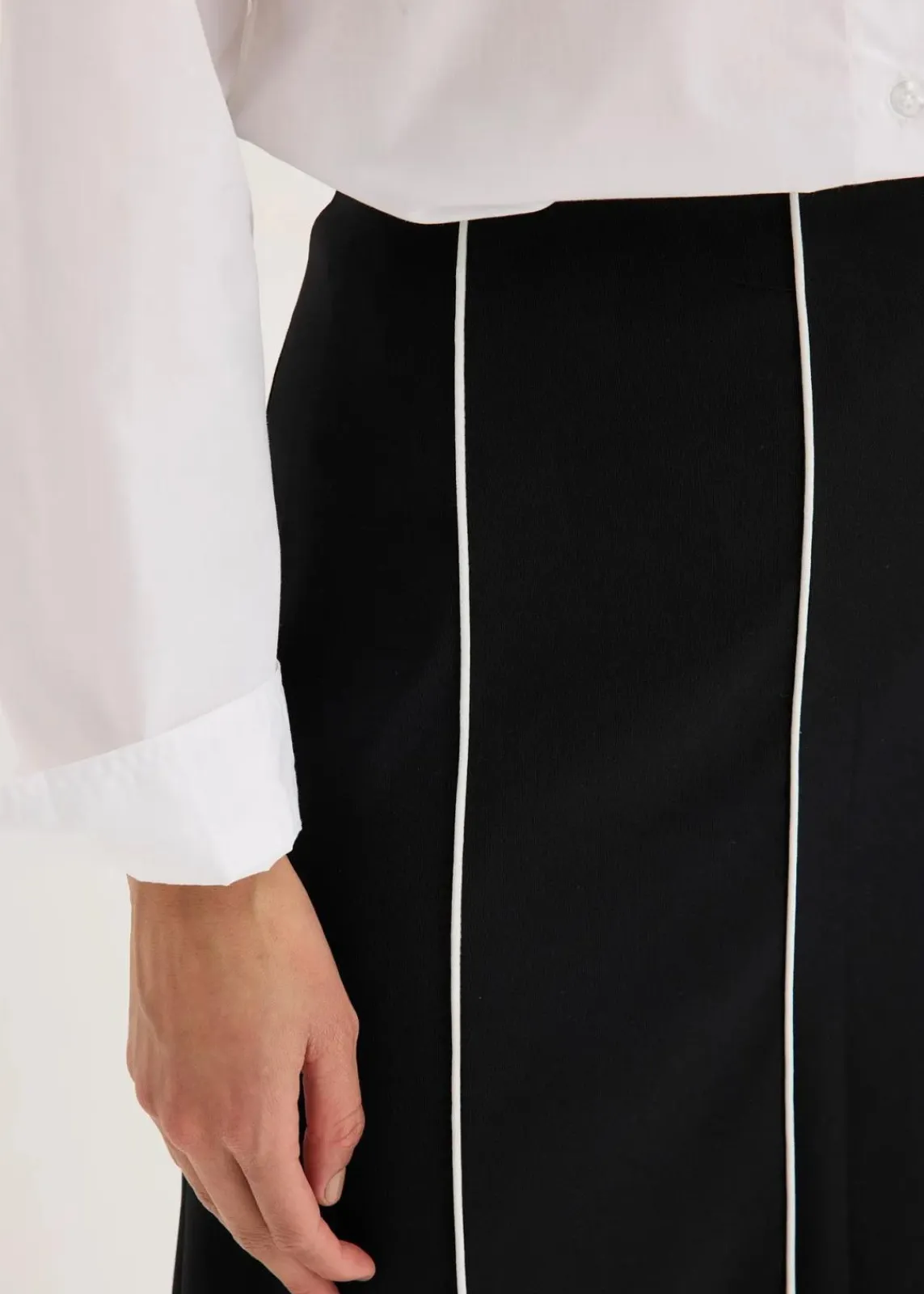 bonprix Bekleidung·Sportbekleidung|Röcke^Stretch-Maxirock aus Bengalin schwarz/wollweiß