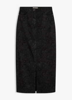 bonprix Bekleidung·Sportbekleidung|Röcke^Stretchrock aus Baumwolle schwarz/rauchgrau paisley