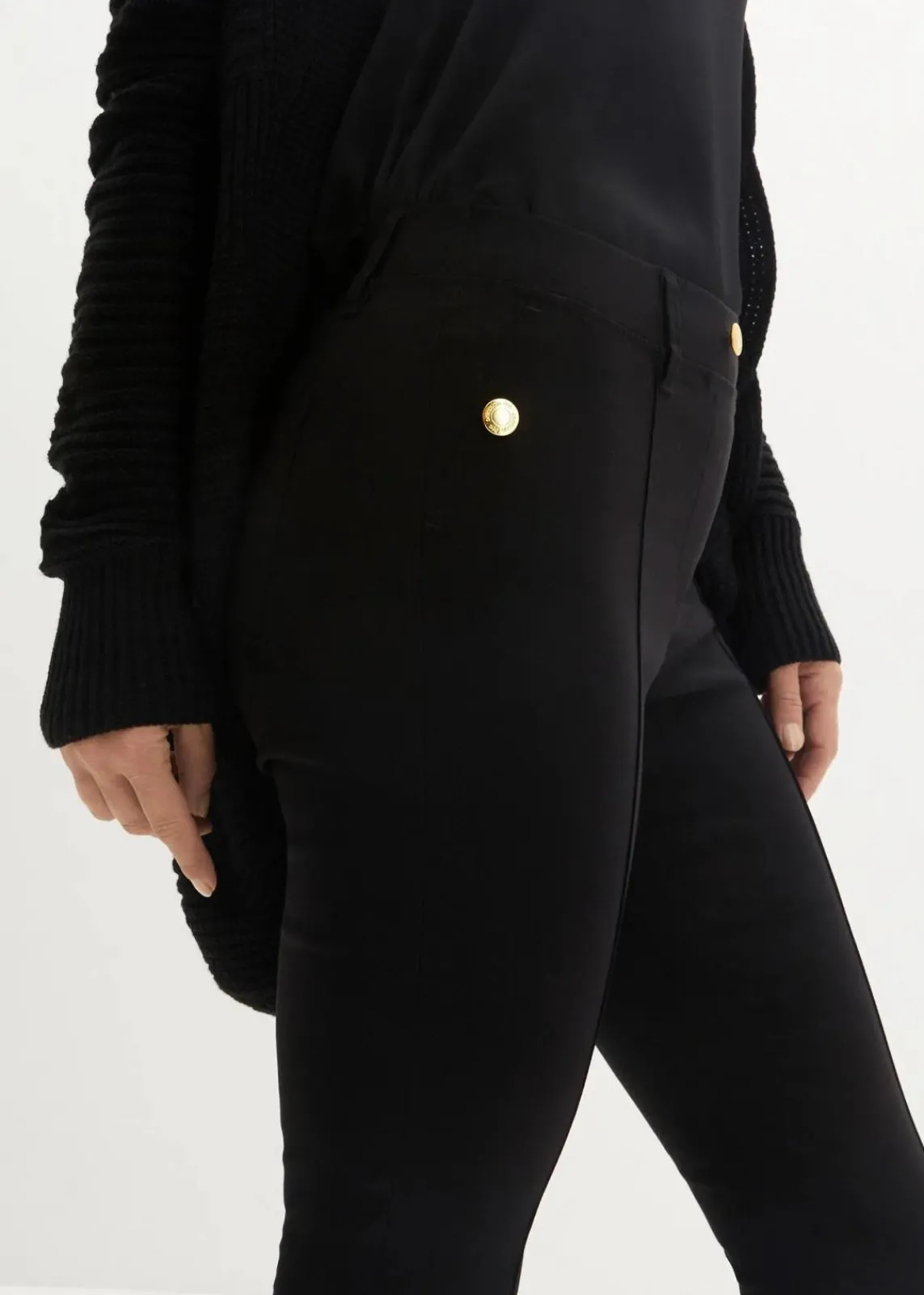 bonprix Bekleidung·Kleider|Hosen^Stretch-Schlupfhose aus fließendem Viskose-Mix schwarz