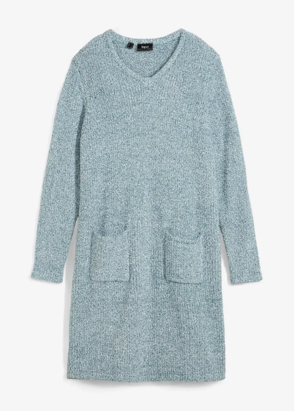 bonprix Bekleidung·Umstandsmode|Strickmode^Strickfleecekleid mattpetrol/wollweiß meliert
