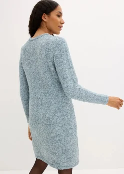 bonprix Bekleidung·Umstandsmode|Strickmode^Strickfleecekleid mattpetrol/wollweiß meliert