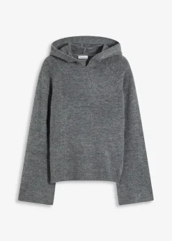 bonprix Strickmode|Pullover & Strickjacken^Strick-Hoodie anthrazit meliert