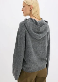 bonprix Strickmode|Pullover & Strickjacken^Strick-Hoodie anthrazit meliert