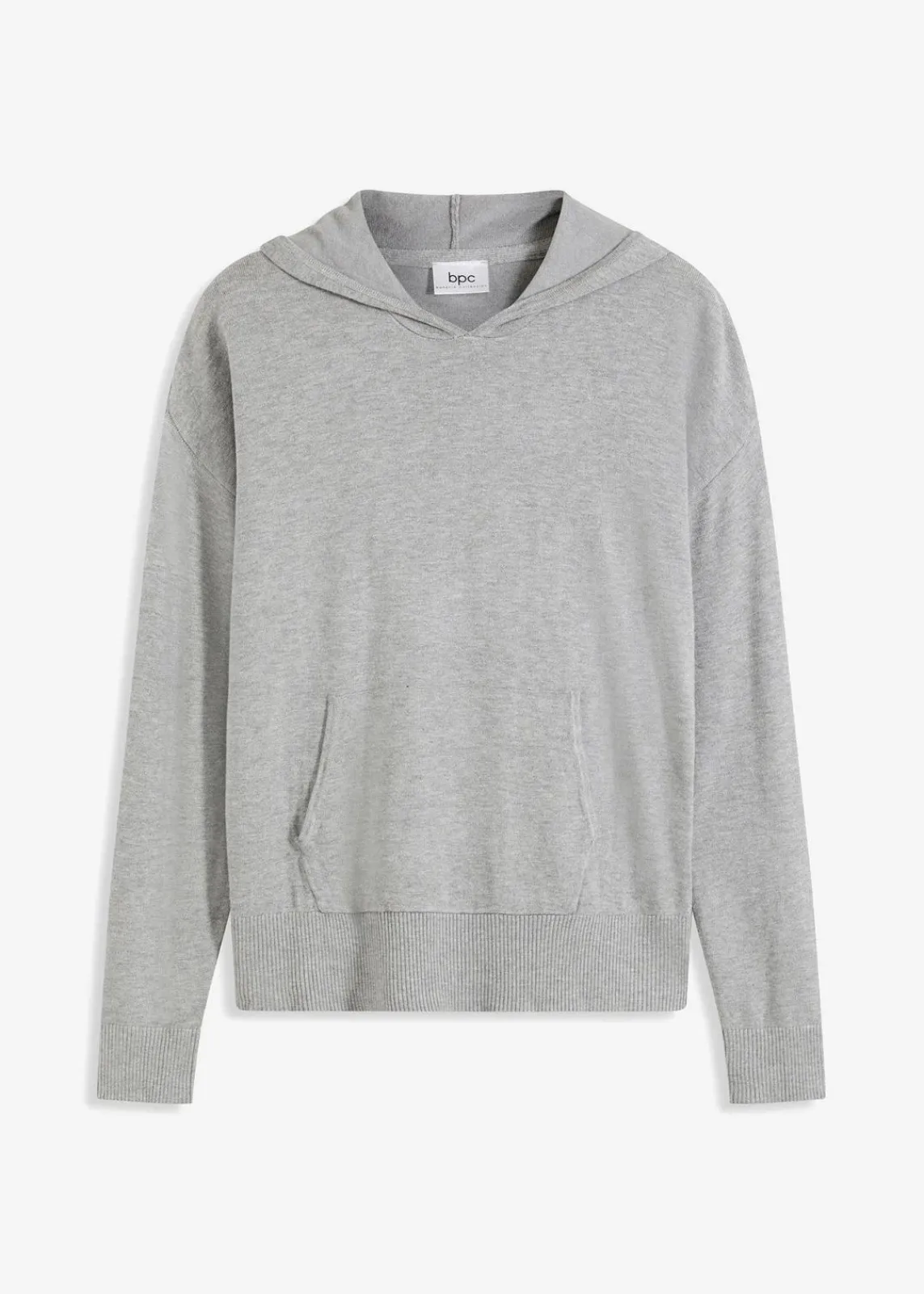 bonprix Bekleidung·Umstandsmode|Strickmode^Strick-Hoodie mit Kängurutasche aus Viskose-Mix hellgrau meliert