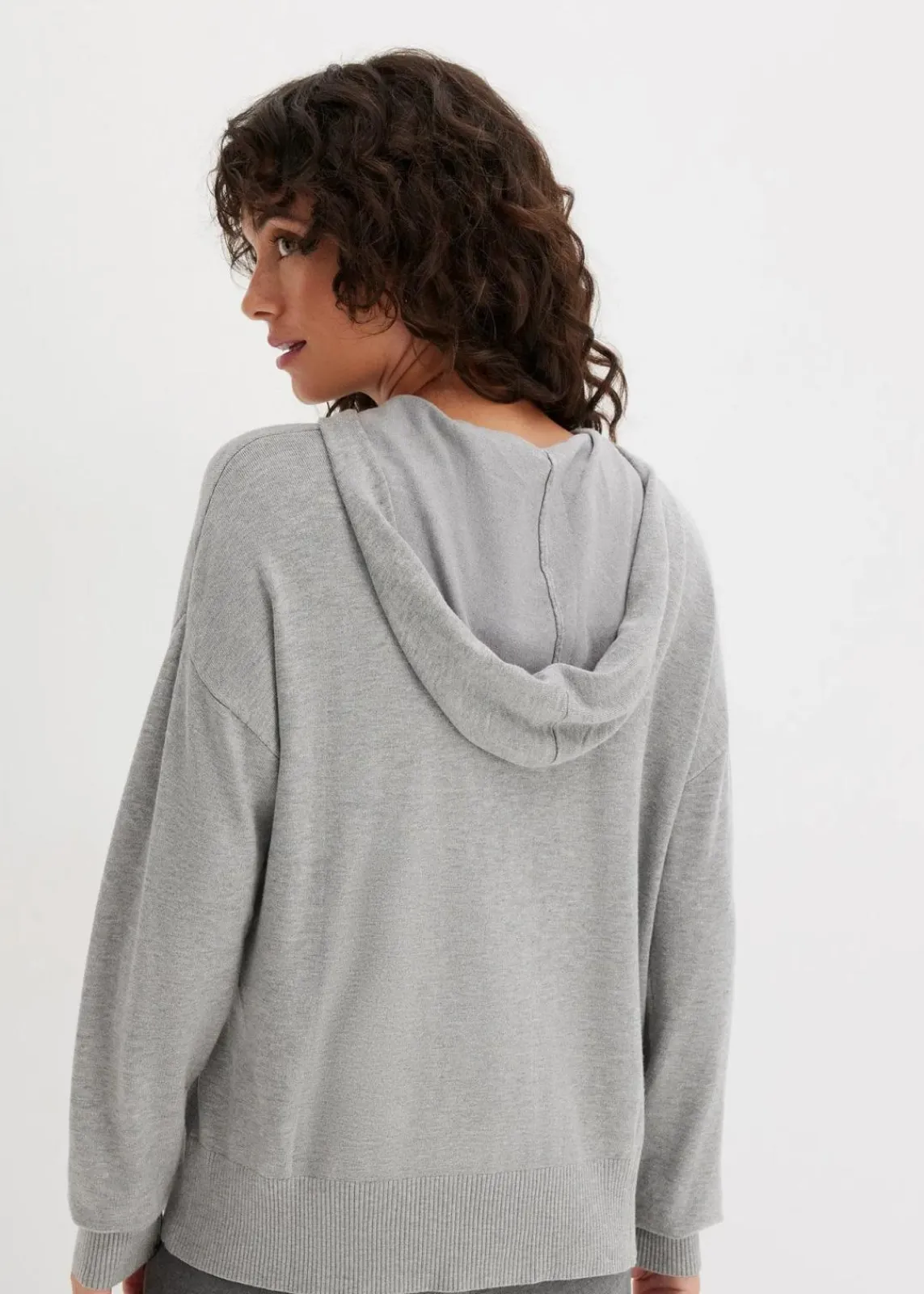 bonprix Bekleidung·Umstandsmode|Strickmode^Strick-Hoodie mit Kängurutasche aus Viskose-Mix hellgrau meliert