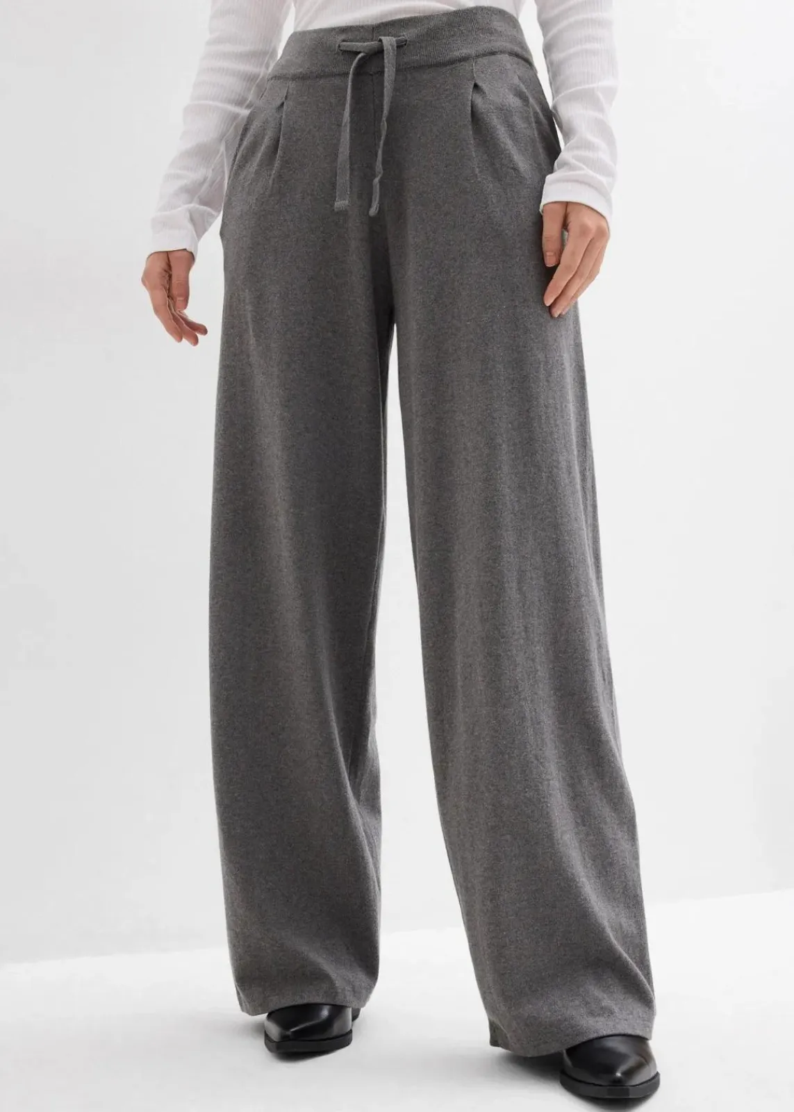 bonprix Bekleidung·Kleider|Hosen^Strick-Hose aus weichem Kaschmir-Mix grau meliert