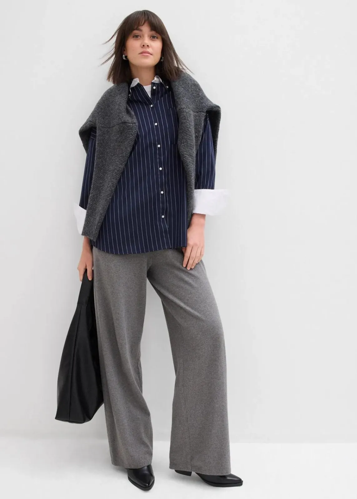 bonprix Bekleidung·Kleider|Hosen^Strick-Hose aus weichem Kaschmir-Mix grau meliert