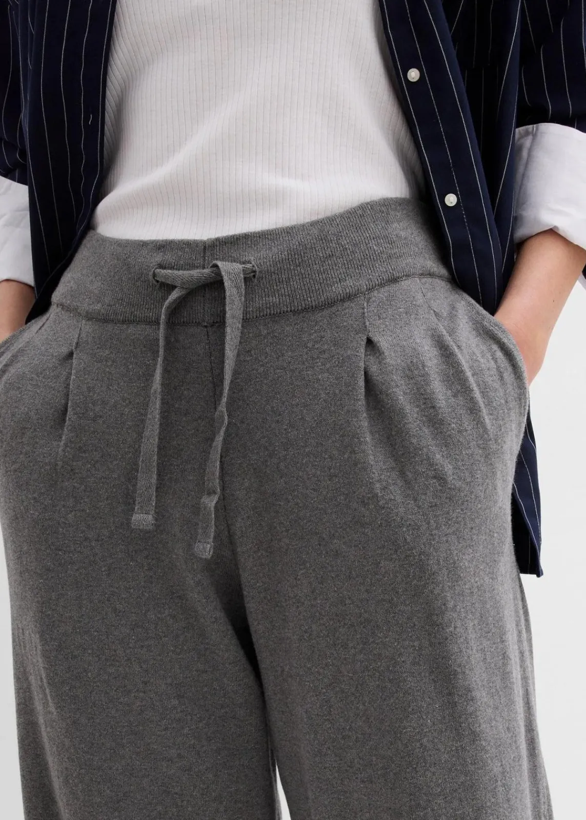 bonprix Bekleidung·Kleider|Hosen^Strick-Hose aus weichem Kaschmir-Mix grau meliert
