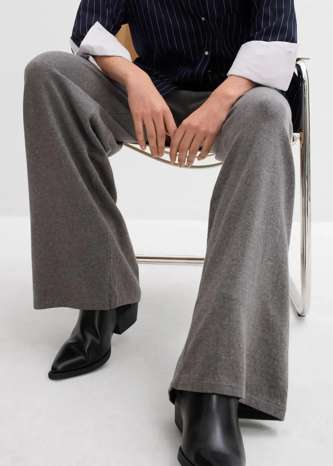 bonprix Bekleidung·Kleider|Hosen^Strick-Hose aus weichem Kaschmir-Mix grau meliert