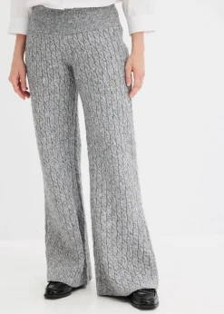 bonprix Hosen|Bekleidung·Kleider^Strickhose mit Zopfmuster grau meliert
