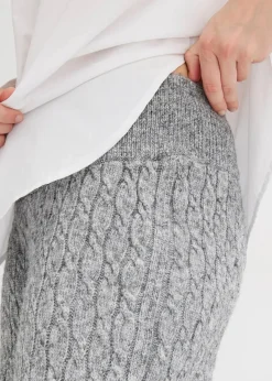bonprix Hosen|Bekleidung·Kleider^Strickhose mit Zopfmuster grau meliert
