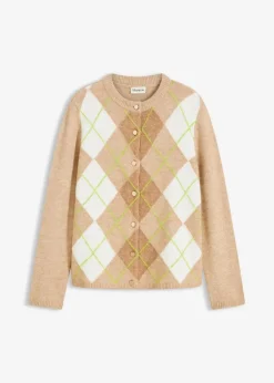bonprix Bekleidung·Umstandsmode|Bekleidung·Jeans^Strickjacke latte macchiato/cremeweiß graphisch