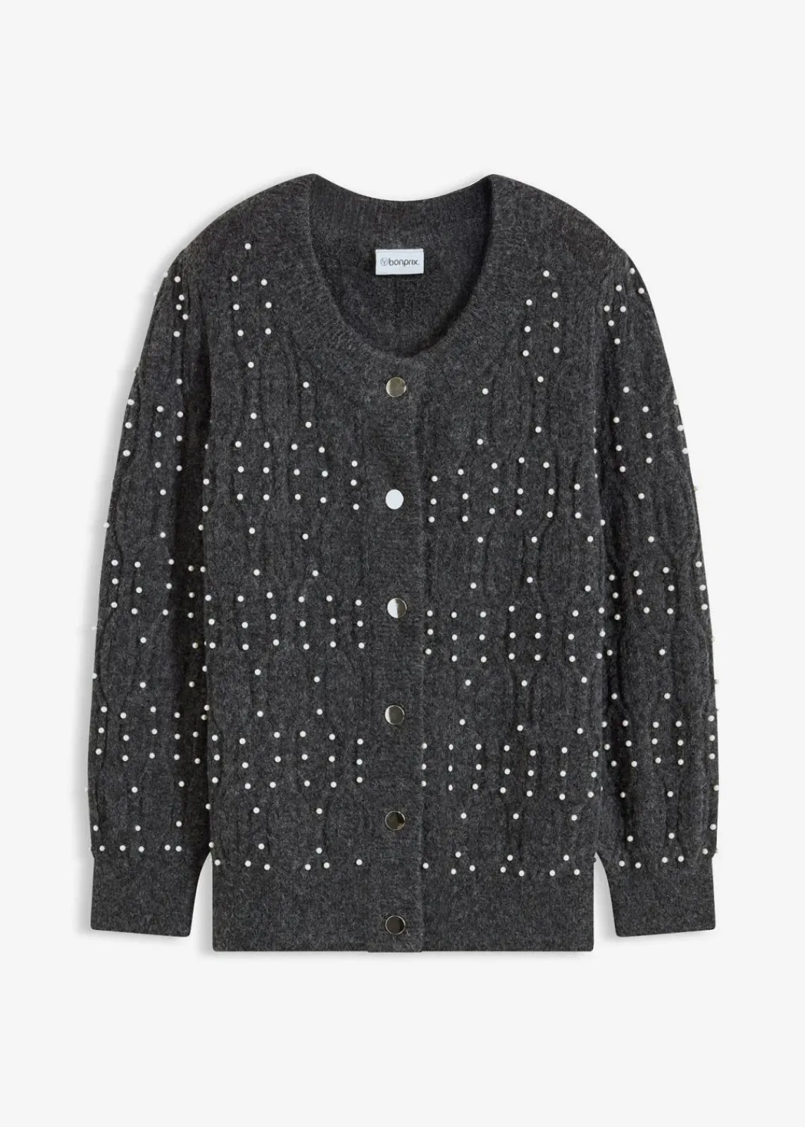 bonprix Bekleidung·Umstandsmode|Pullover & Strickjacken^Strickjacke anthrazit meliert