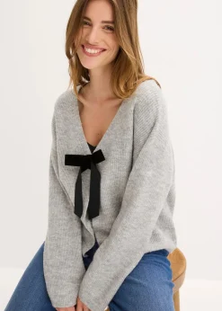 bonprix Bekleidung·Umstandsmode|Bekleidung·Jeans^Strickjacke hellgrau meliert