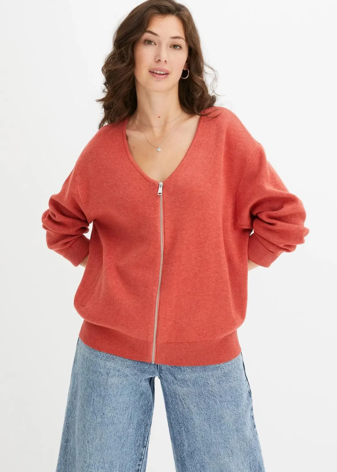 bonprix Bekleidung·Umstandsmode|Bekleidung·Jeans^Strickjacke rhabarber meliert