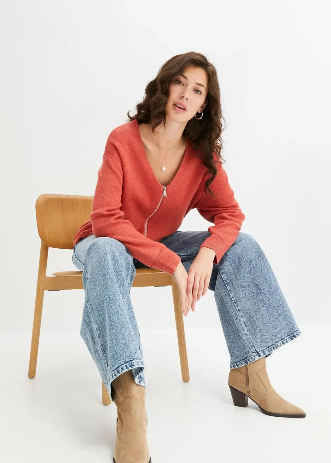 bonprix Bekleidung·Umstandsmode|Bekleidung·Jeans^Strickjacke rhabarber meliert