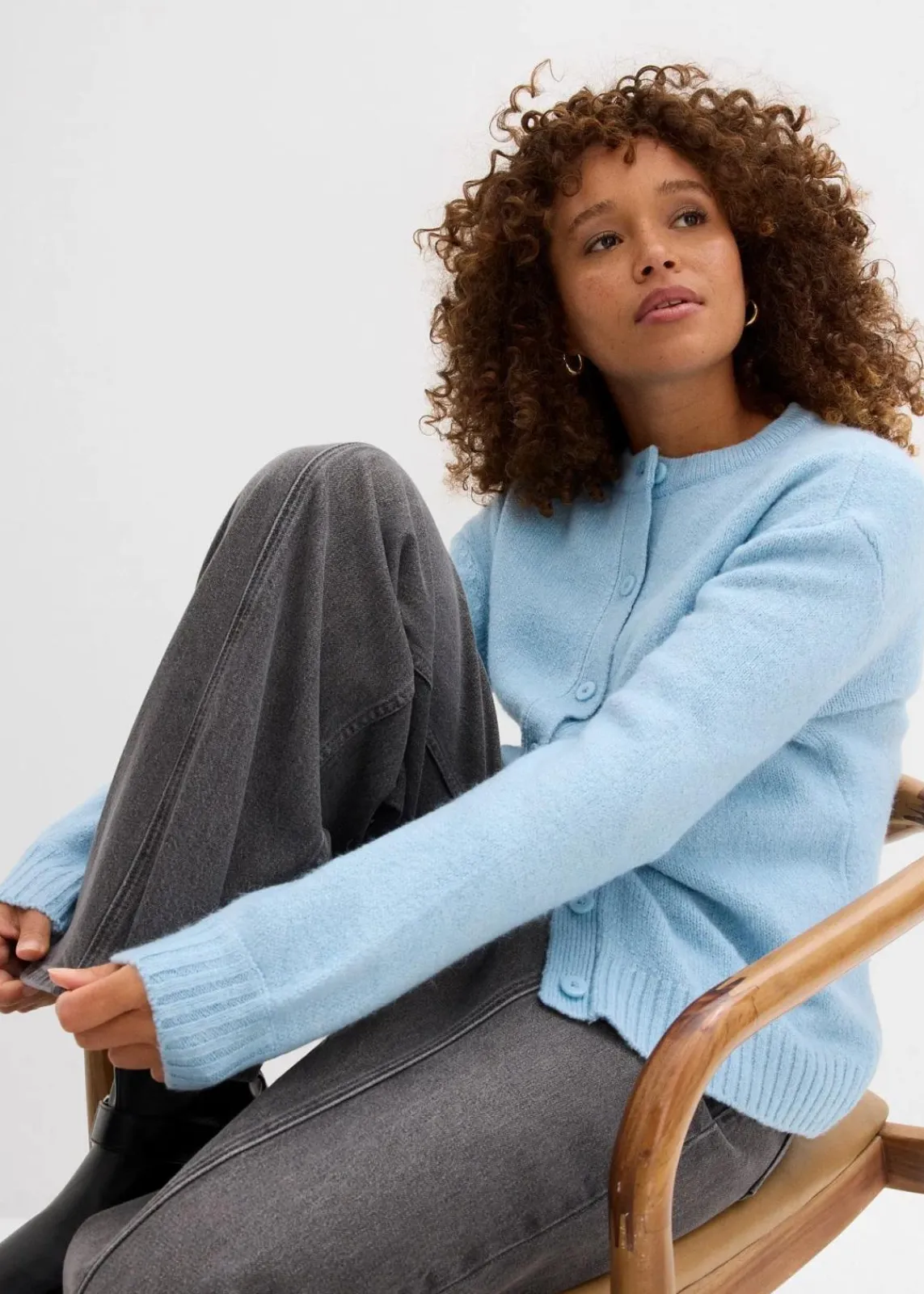 bonprix Bekleidung·Umstandsmode|Strickmode^Strickjacke eisblau meliert