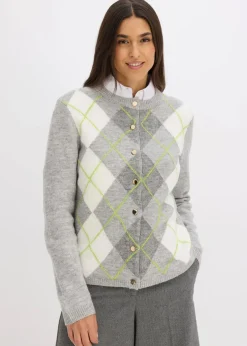 bonprix Pullover & Strickjacken|Strickmode^Strickjacke hellgrau meliert/cremeweiß