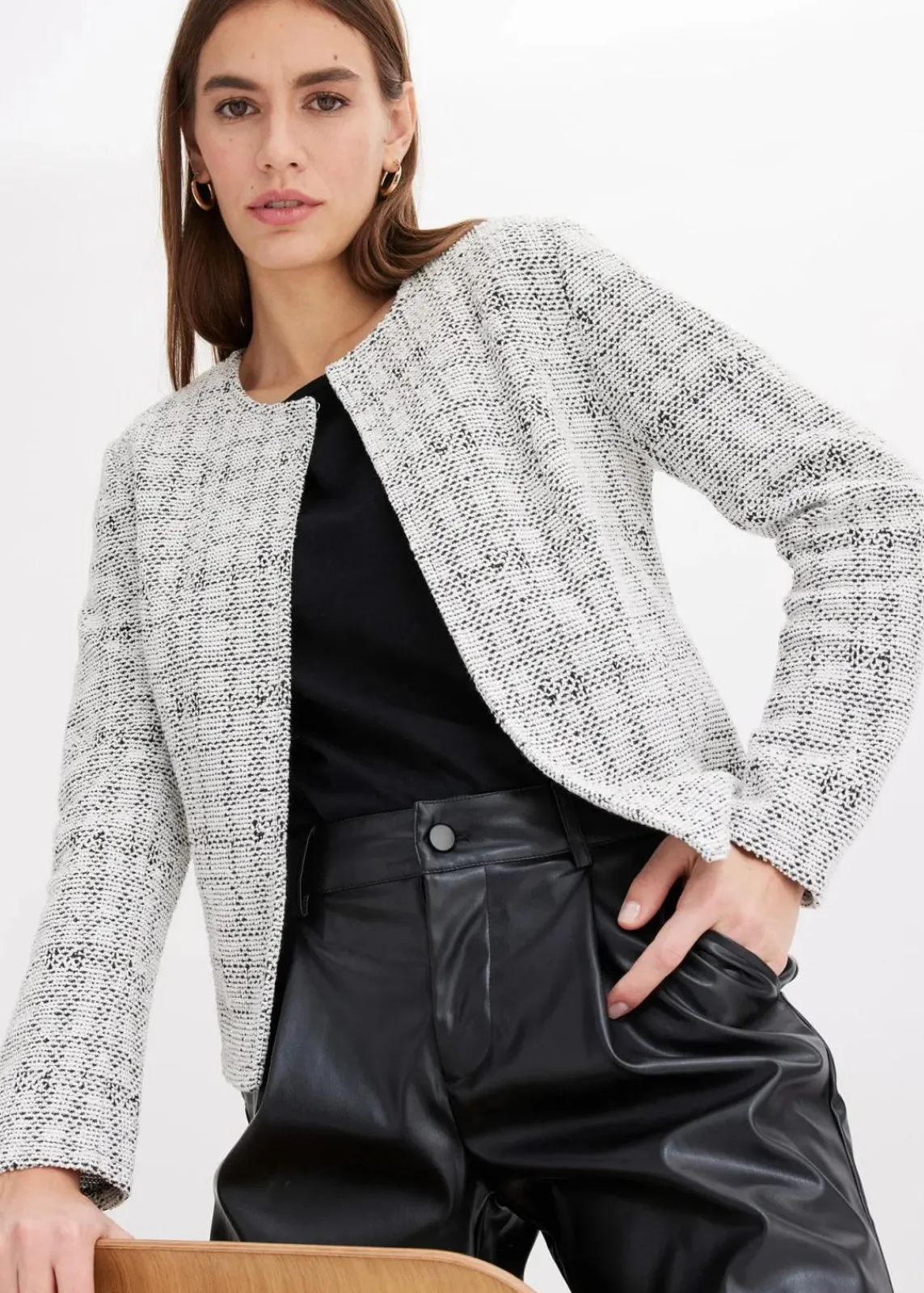 bonprix Bekleidung·Umstandsmode|Bekleidung·Jeans^Strickjacke aus Baumwoll-Mix schwarz/wollweiß