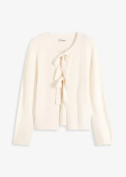 bonprix Pullover & Strickjacken|Strickmode^Strickjacke aus Baumwoll-Mix wollweiß