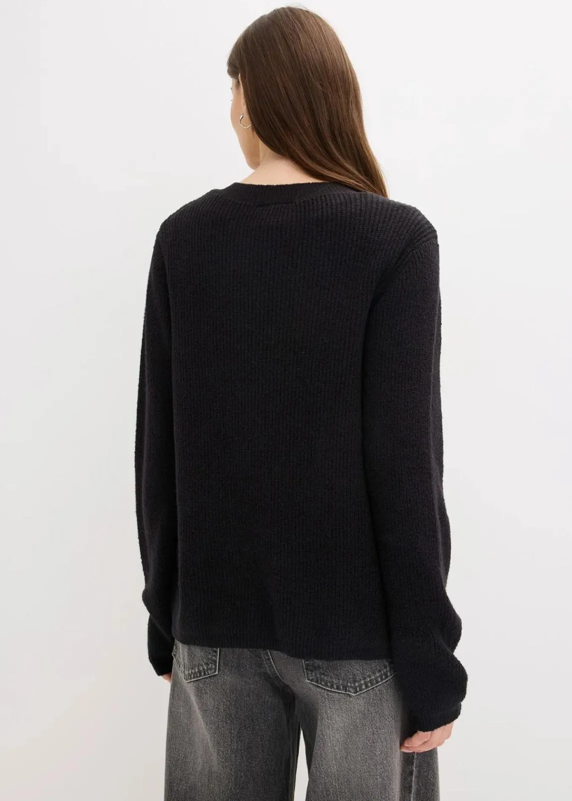 bonprix Strickmode|Pullover & Strickjacken^Strickjacke aus Baumwoll-Mix schwarz