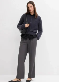 bonprix Bekleidung·Umstandsmode|Bekleidung·Jeans^Strickjacke aus Federgarn-Viskose-Mix anthrazit meliert