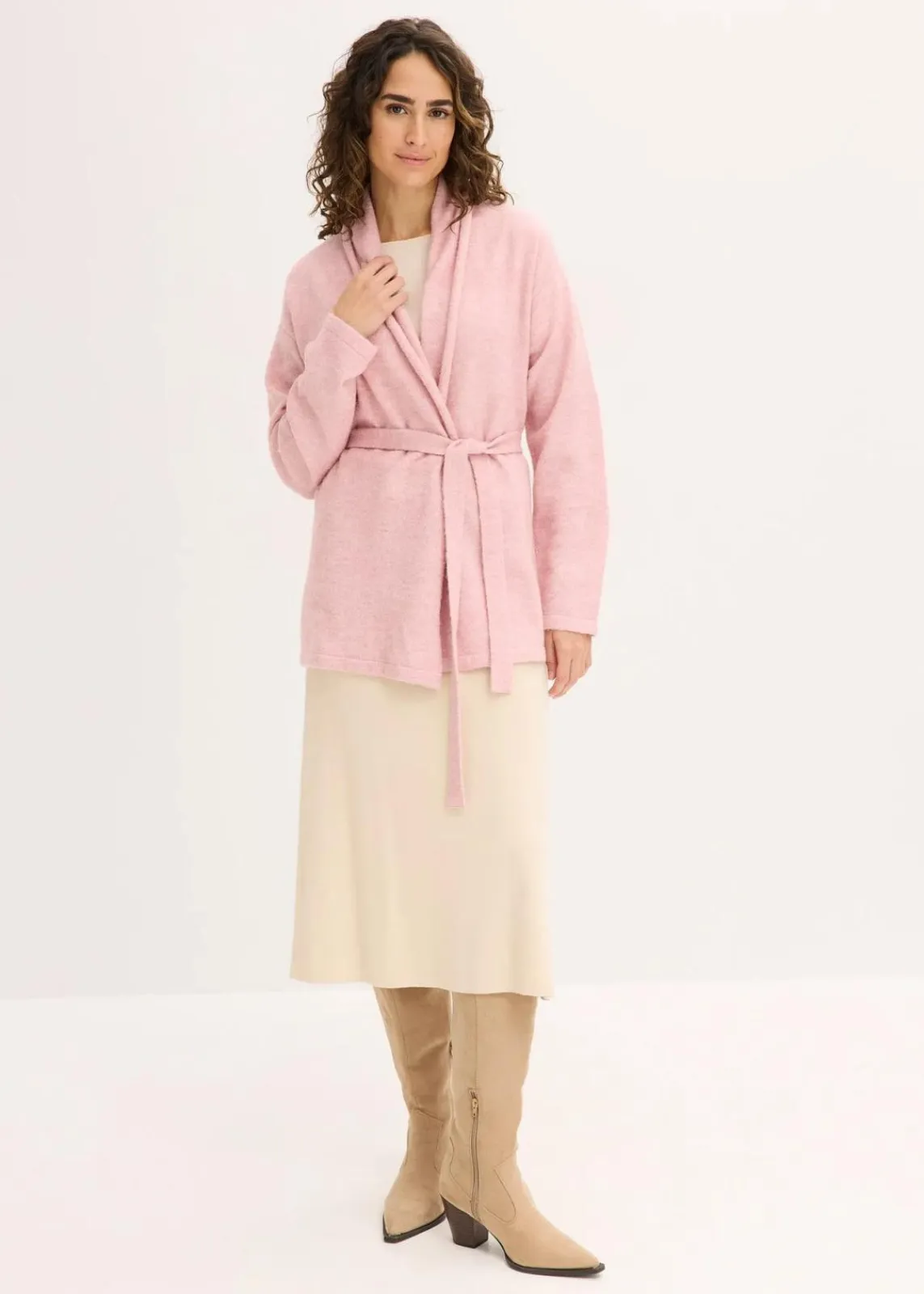 bonprix Bekleidung·Umstandsmode|Bekleidung·Jeans^Strickjacke aus flauschigem Hairy Knit aschrosa meliert